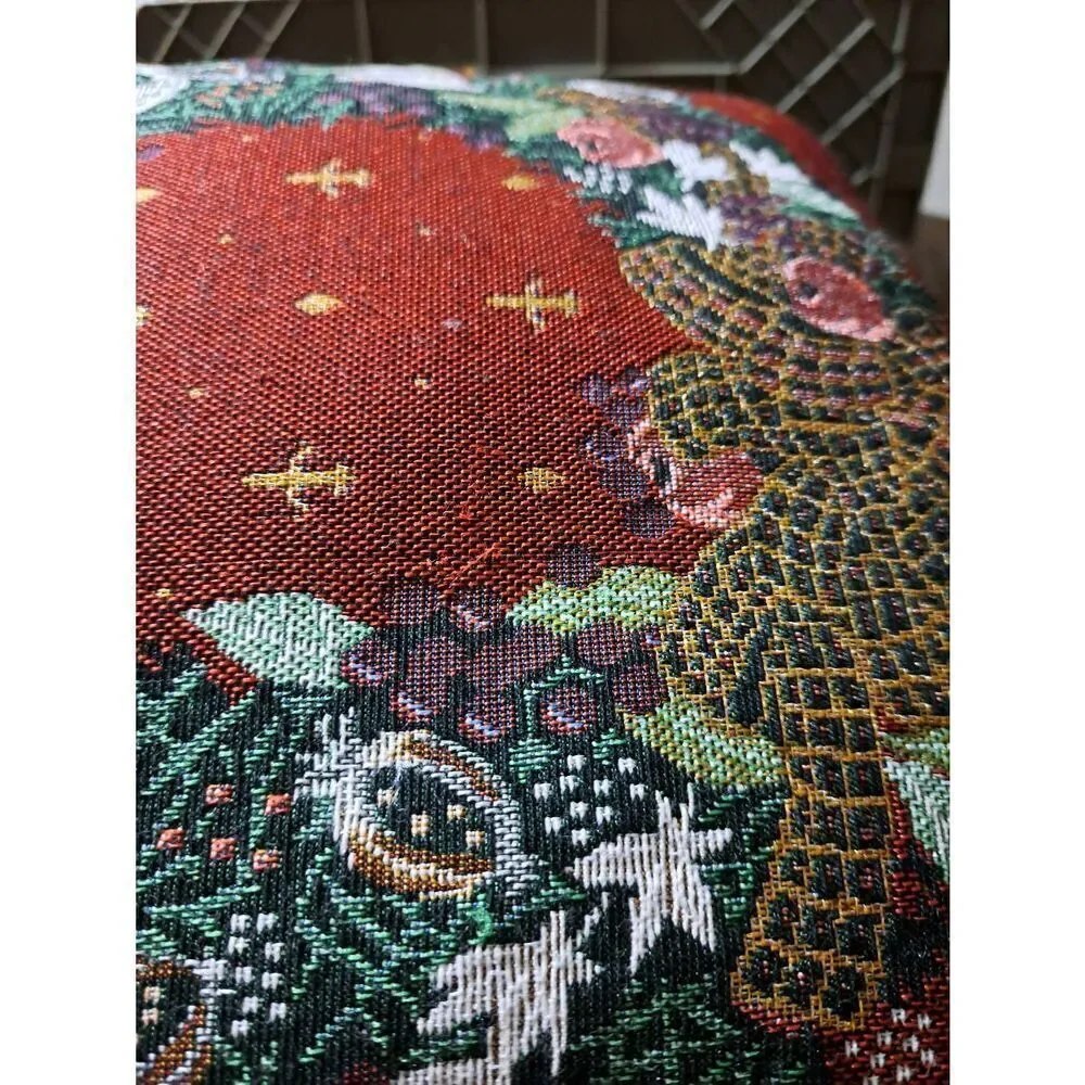 Portofino Christmas Holiday Throw Accent Pillow- Burgandy Gold Green White